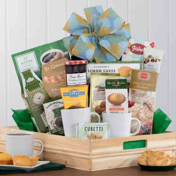 Breakfast Gift Basket is a wooden tray filled with everything needed for a delightful breakfast experience