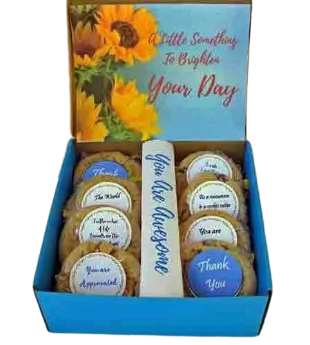 Cookie Gift Box -- A Little Something to Brighten Your Day with sunflowers