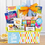 Get well gift box filled with goodies and things to keep them from becoming bored