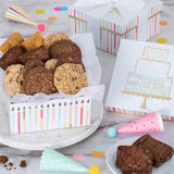 Birthday gift box filled with cookies and brownies