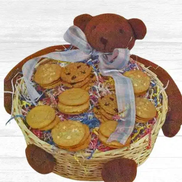 bear hug basket with cookies