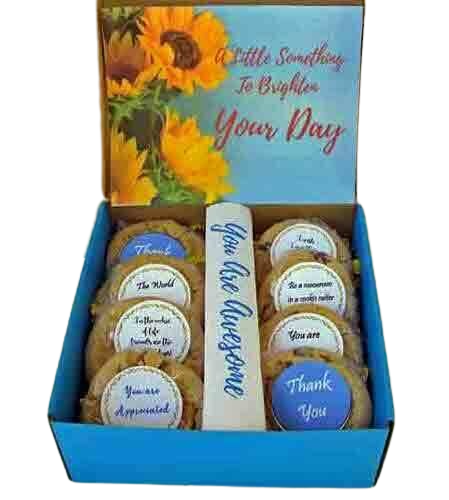 Cookie Gift Box -- A Little Something to Brighten Your Day with sunflowers