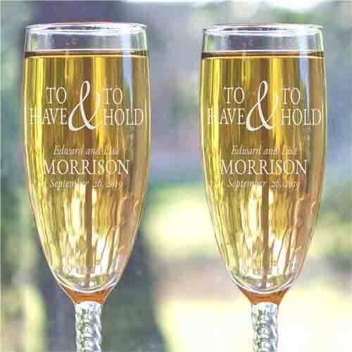 Wedding Champagne Flutes - Personalized - Engraved