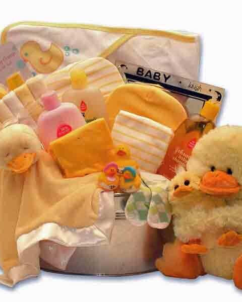 Baby Bath Time Gift Basket - yellow -pink - or blue