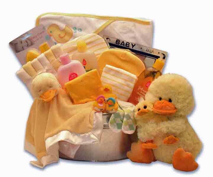 Baby Bath Time Gift Basket - yellow -pink - or blue
