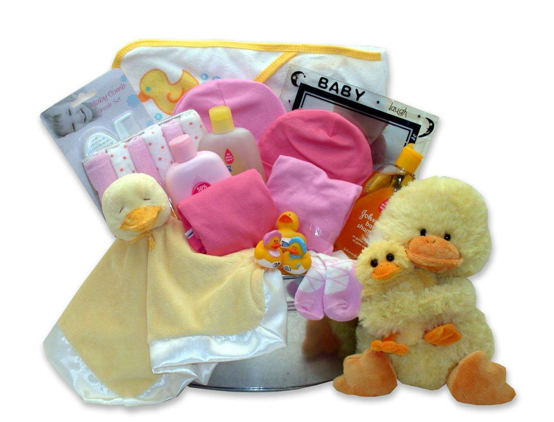 Baby Bath Time Gift Basket - yellow -pink - or blue