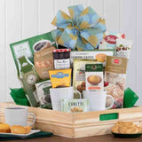 Breakfast Gift Basket is a wooden tray filled with everything needed for a delightful breakfast experience