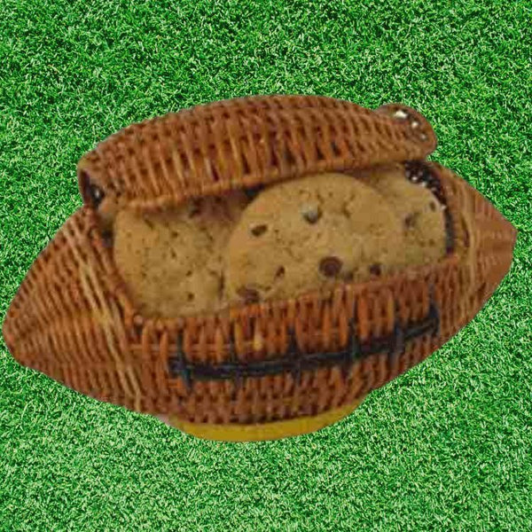 Wicker football filled with gourmet cookies