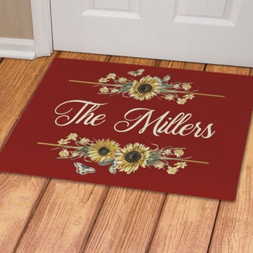 Personalized Doormat Vintage Sunflowers