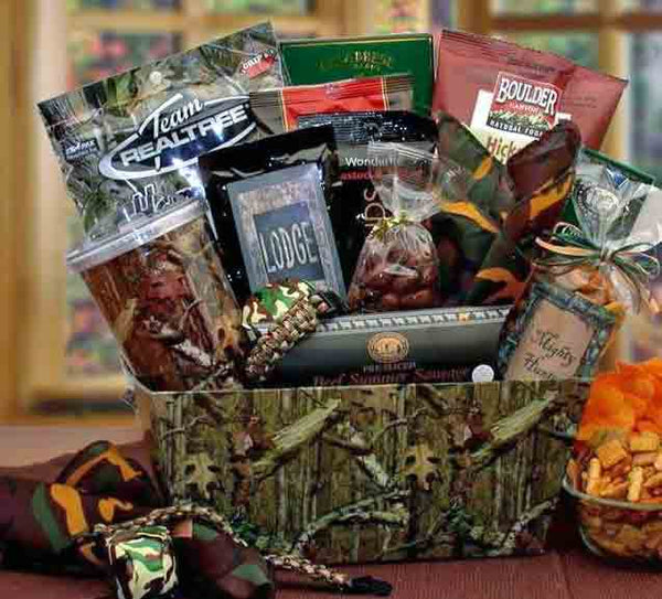 Gift box for hunter filled with gifts and goodies