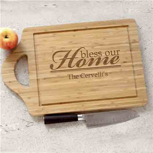 Bless Our Home plus name personalized cutting board