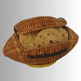 Wicker football filled with chocolate chip cookies