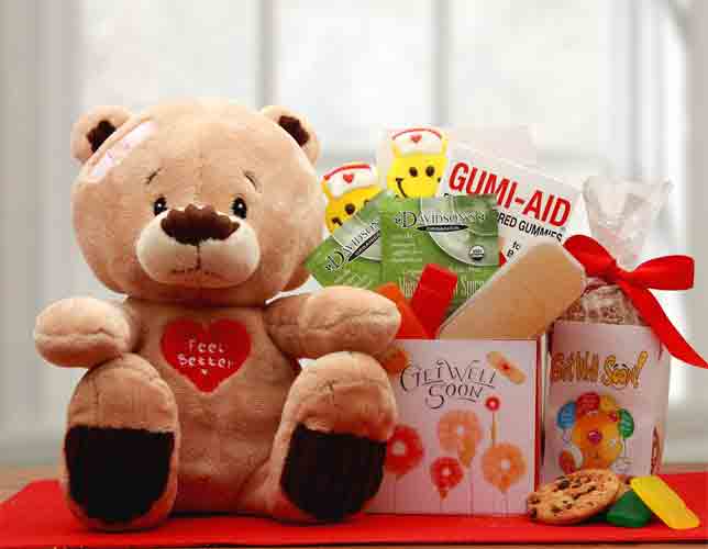 Get Well Teddy bear Gift Basket