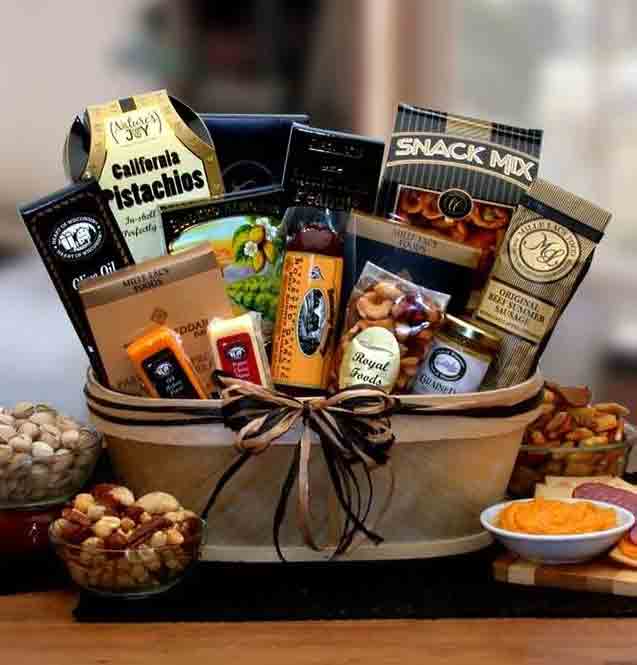 Gourmet Nuts, Sausage, and more Gift Basket