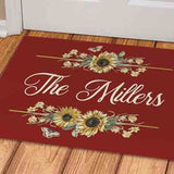 Personalized Doormat with sunflowers and family name