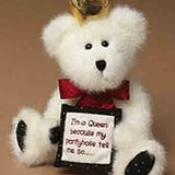 white teddy bear with sign 